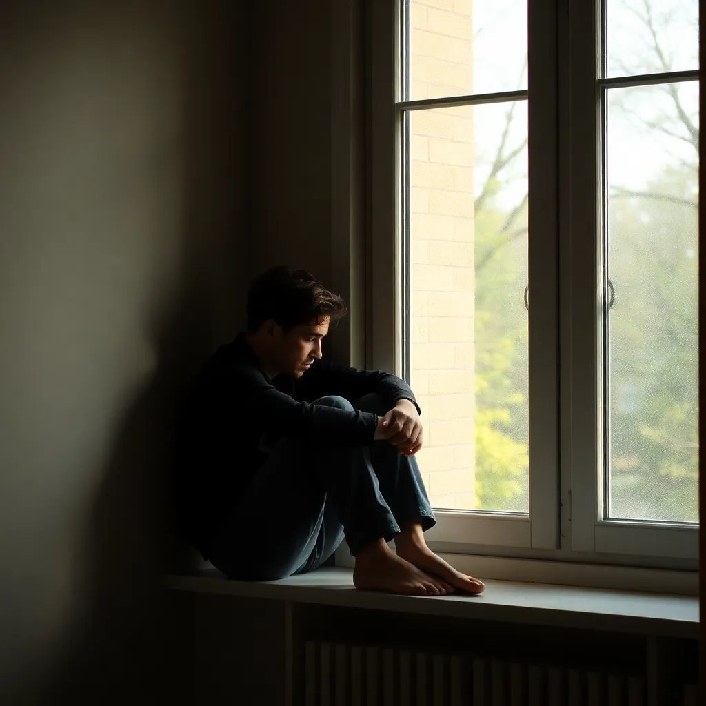 Person sitting alone by a window, reflecting the difference between temporary sadness and clinical depression