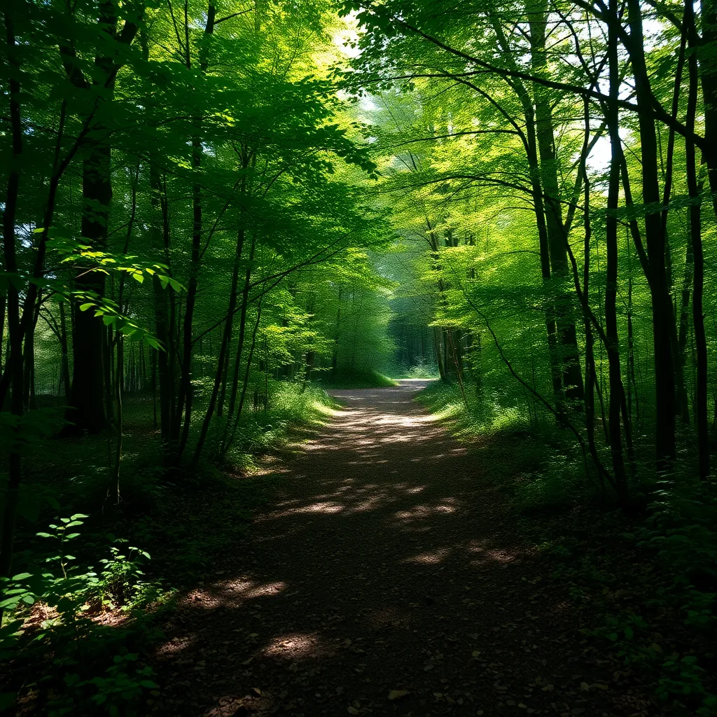 Serene nature path symbolizing the journey of trauma recovery and healing
